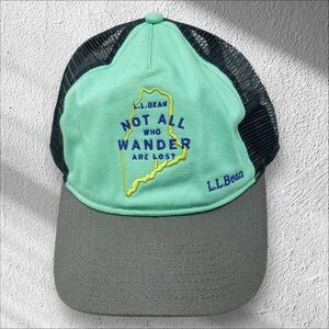 LL Bean Not All Who‎ Wander Are Lost Unstructured Trucker Cap Maine Outline